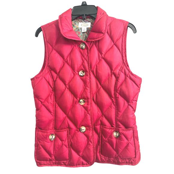 TALBOTS Barbie Pink Puffer Vest Quilted Duck Down Filling Women’s Size Medium - Picture 1 of 7